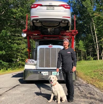 Baier Transport CDL driver with Peterbilt car carrier