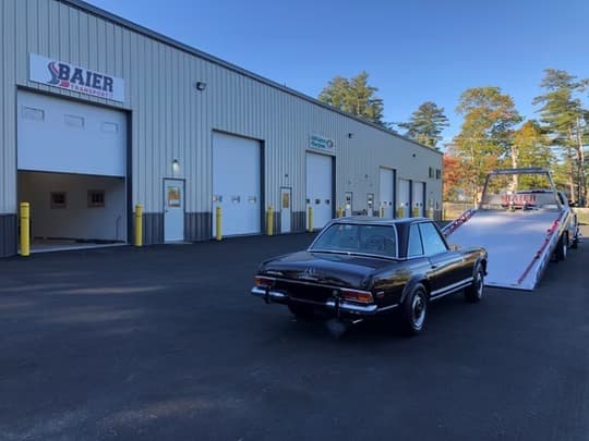 Baier Transport facility in Seabrook New Hampshire with Peterbilt car carriers