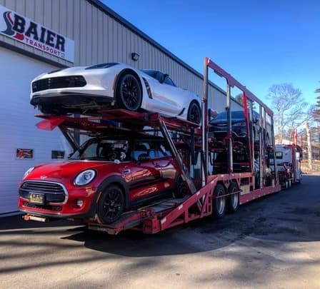 Mini Cooper and Corvette on car carrier at Baier Transport — frequently asked questions